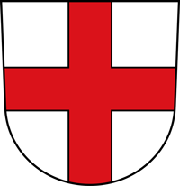 Shield featuring a red cross on a white field (Saint George's Cross)
